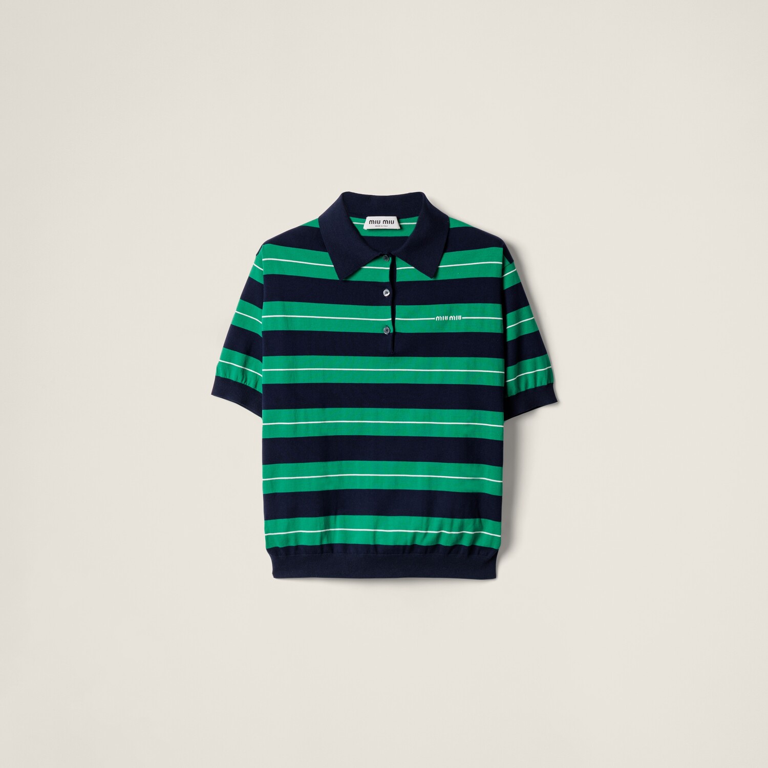 

Поло из хлопкового трикотажа MIU MIU, синий/зеленый
