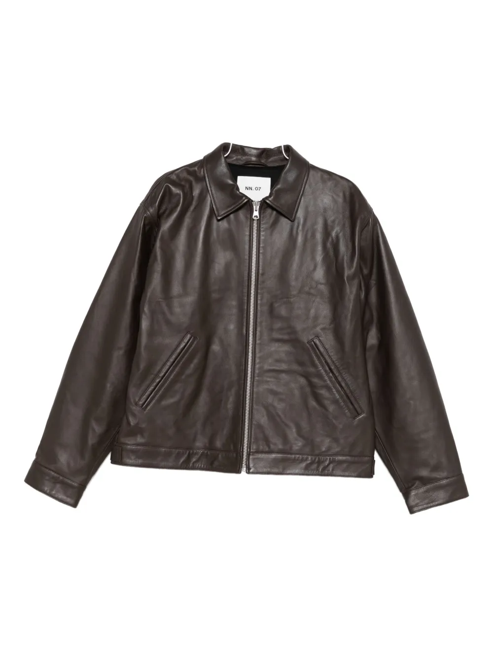 

Кожаная куртка на молнии с прорезными карманами NN07, коричневый