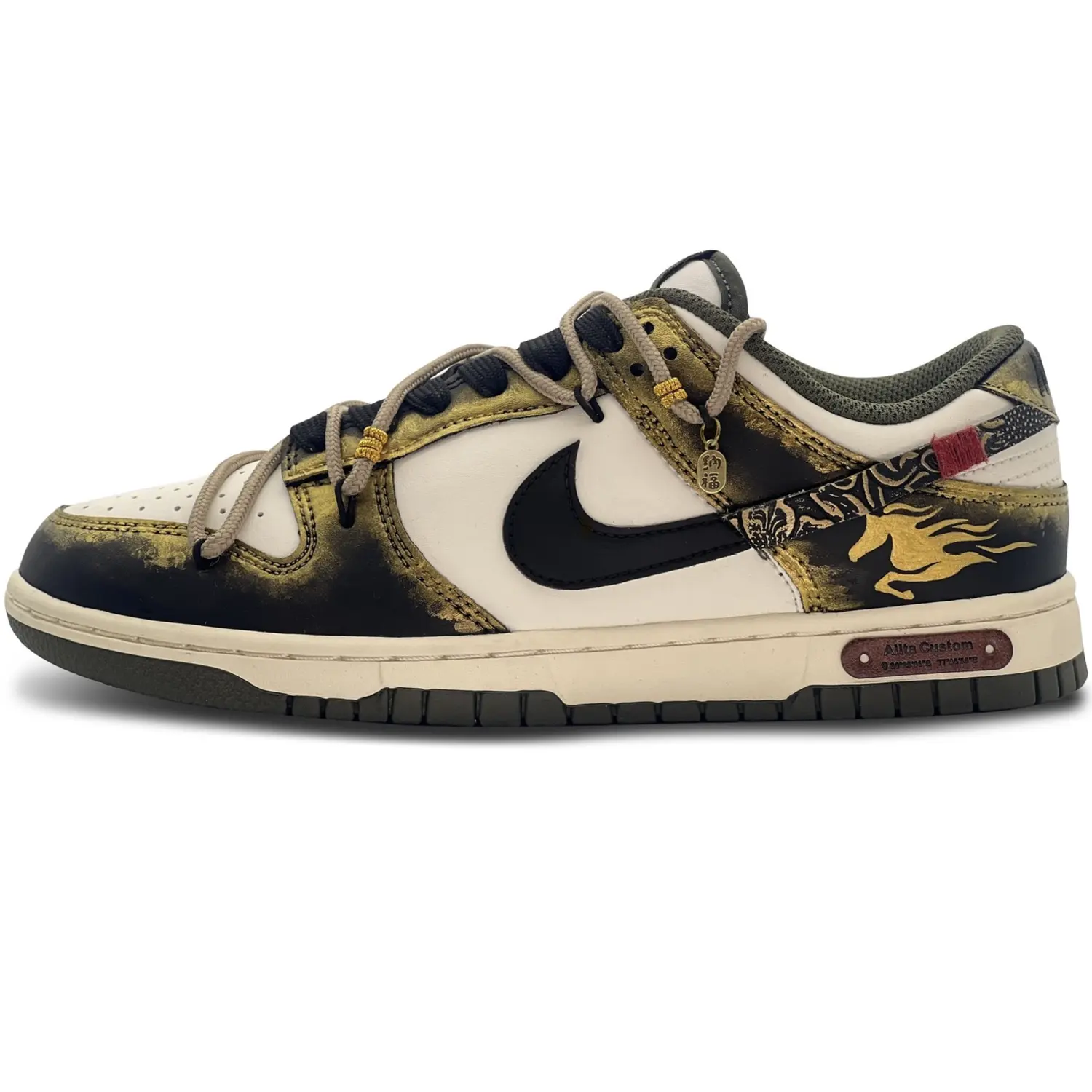 

Nike Dunk Golden Horse Brings Fortune устойчивые к истиранию и скольжению низкие кроссовки для скейтбординга Unisex черный золотой