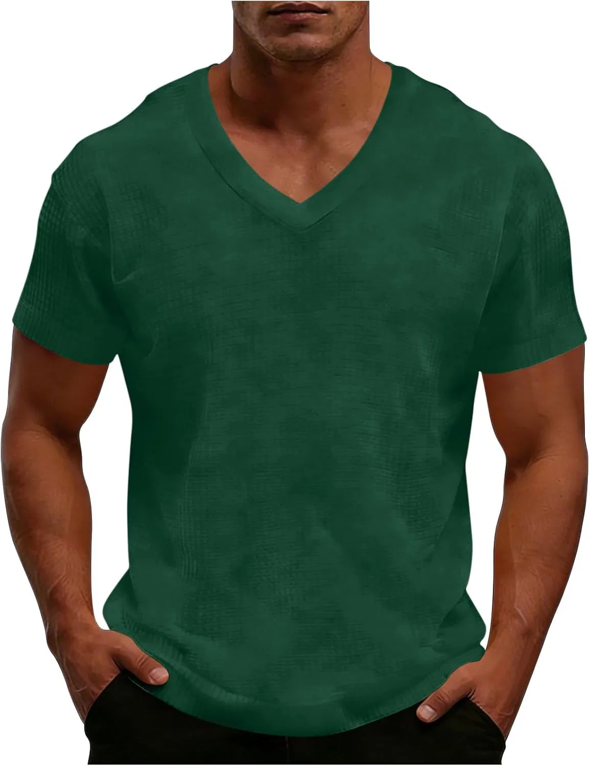 Футболка с V-образным вырезом, короткий рукав, Athletic Fit, Army Green#01