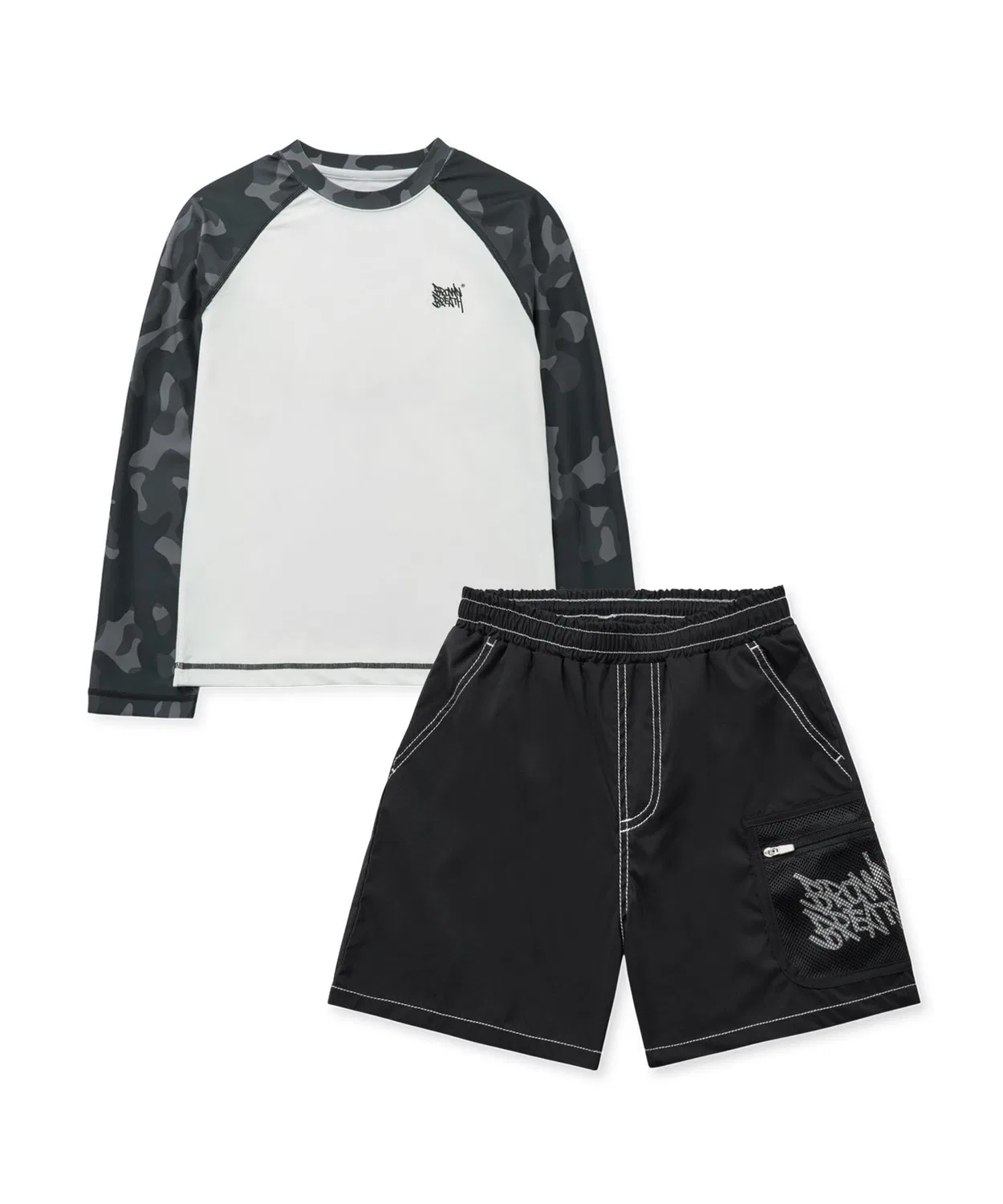 Детский комплект для плавания Camo Rash Guard с шортами от Brownbreath Kids — фото 3