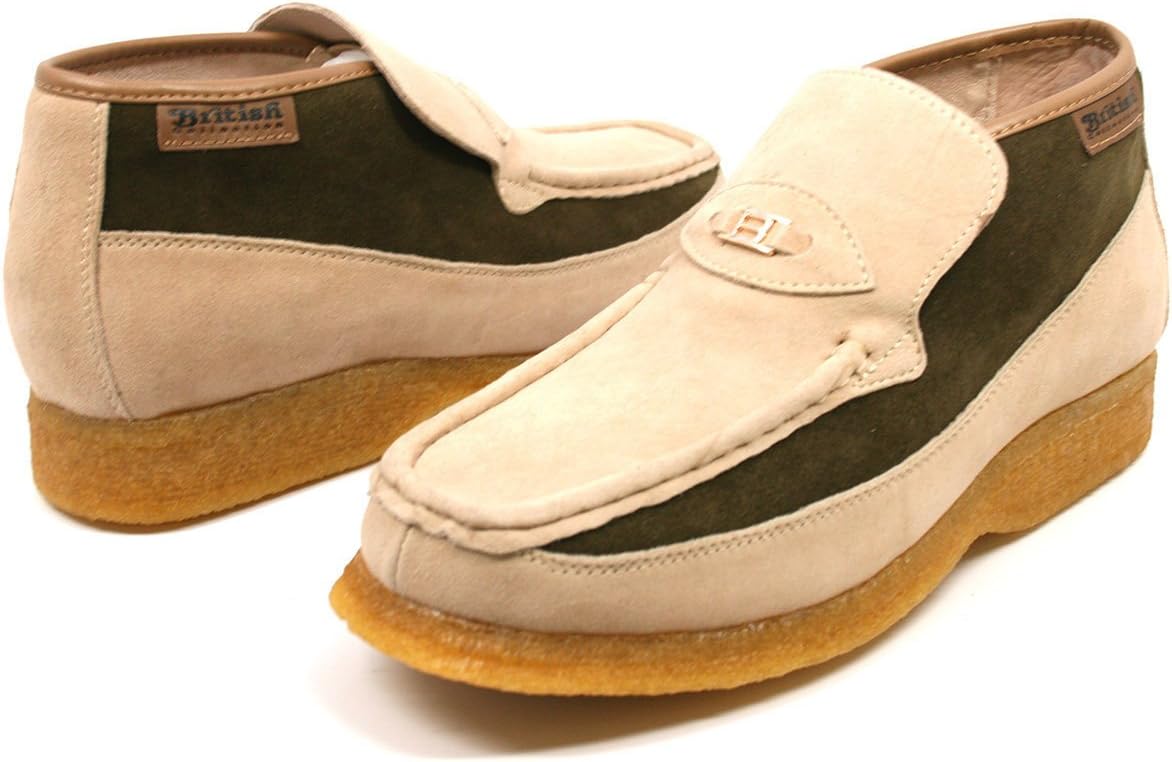 

Британская коллекция клетчатых туфель без шнурков British Collection, бежевый/оливковый