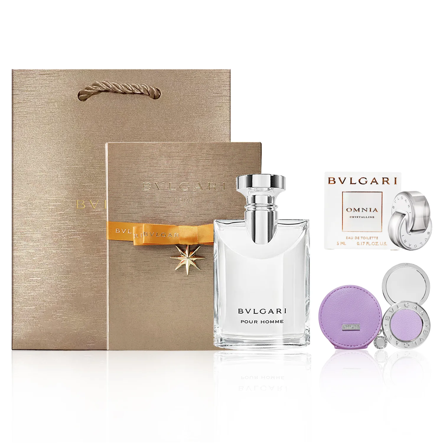 BVLGARI Набор духов унисекс, Darjeeling Tea 100ml + Baijing 5ml + Bulgari Portable Mirror + Gift Box Gift Bag — фото 4