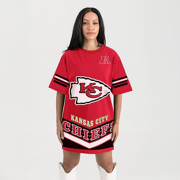 

Женское красное платье-футболка kansas city chiefs perfect score vintage Gameday Couture