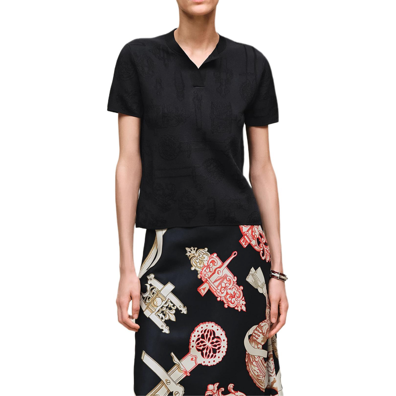 

HERMES Футболка Women's Black Crew Neck, Черный, HERMES Футболка Women's Black Crew Neck