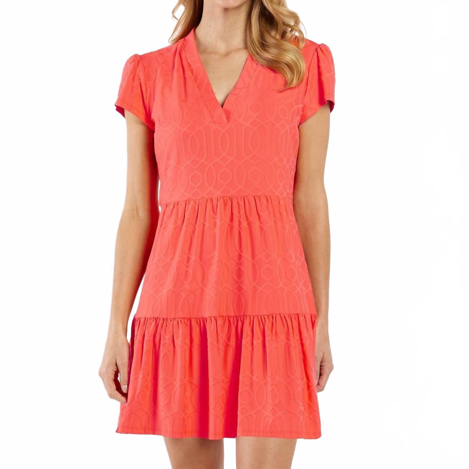 

Джинсовое мини-платье с жаккардовым узором Ginger в коралловом цвете Garden Gate JUDE CONNALLY