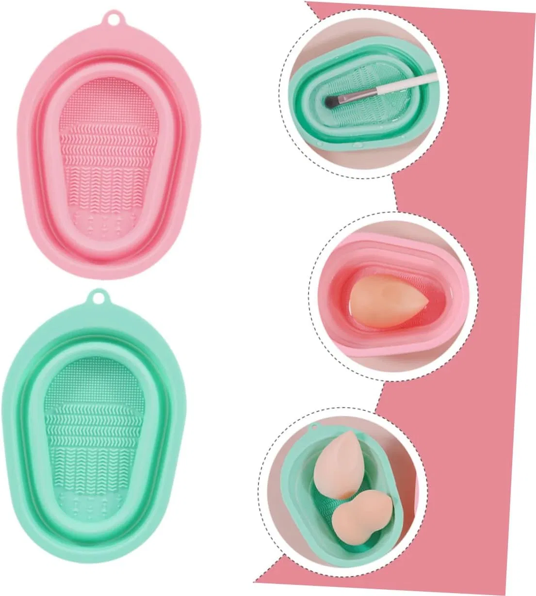 Складной коврик для чистки кистей Silicone Makeup Brush, 2 шт, 15.5x10.3 см Beatifufu — фото 3