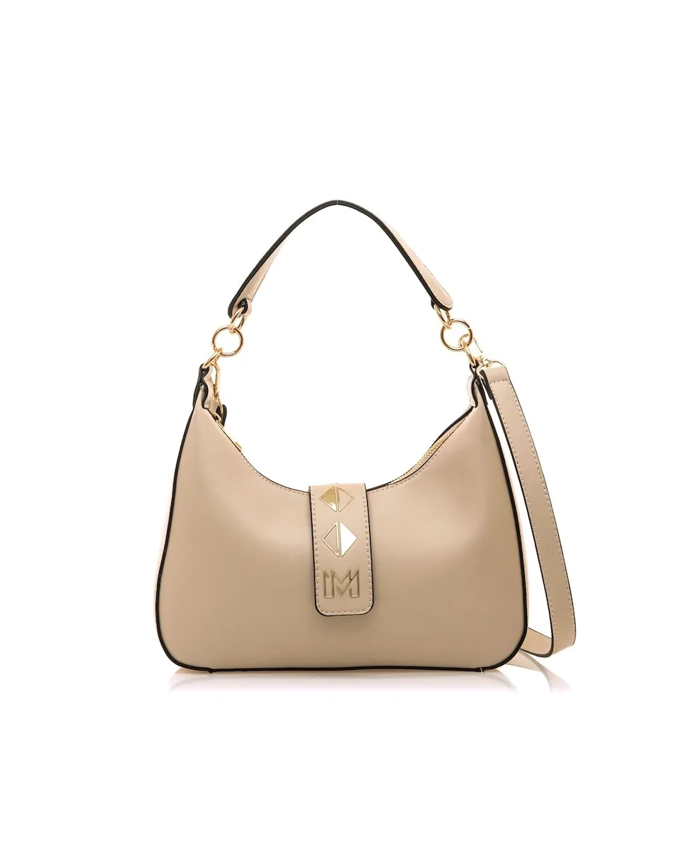 

Женская сумка через плечо с двойной ручкой и золотистыми деталями Mariamare, бежевый