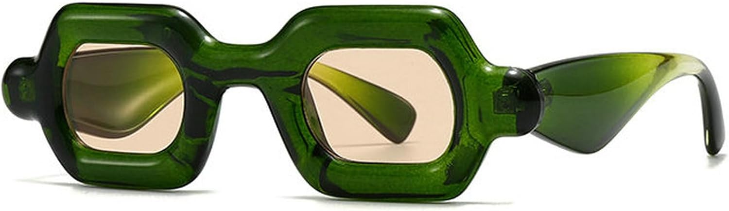 

Солнцезащитные очки COTIA Retro Y2K конфетных цветов, маленькие квадратные, женские, модный дизайн, уникальные, с широкими дужками, мужские, в стиле панк и хип-хоп, Green