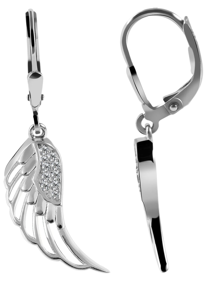 

Adeliás Женские серьги - серьги-крылышки из серебра 925 пробы с цирконами в серебряной оправе