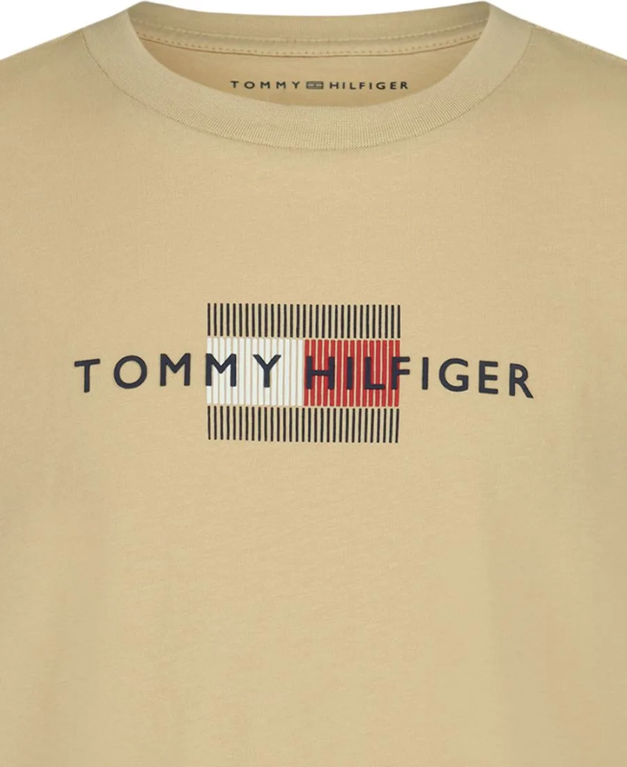 Детская футболка с коротким рукавом и линейным флагом (8-20 лет) Tommy Hilfiger, Warm Sand — фото 4