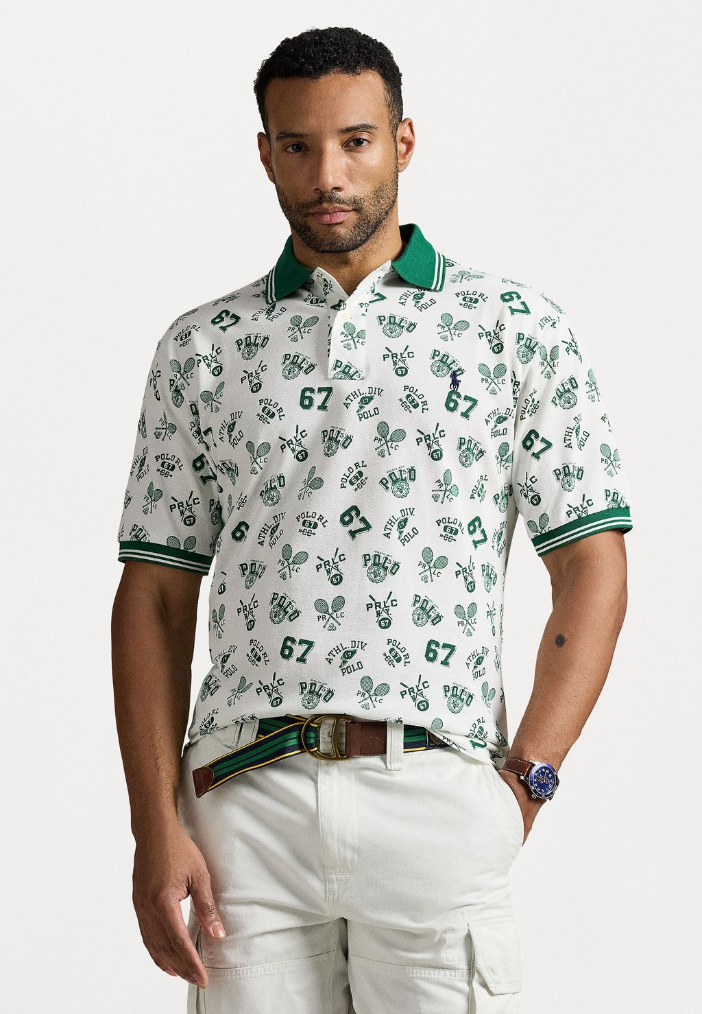 

Рубашка поло PRINT MESH POLO SHIRT Polo Ralph Lauren Big & Tall, молочный