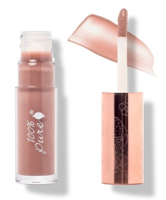 

100% Pure, Блеск для губ с фруктовыми пигментами, розовая карамель, 4,17 мл