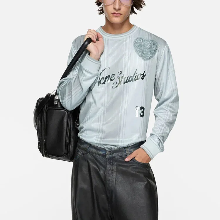 Футболка мужская серая crew neck Acne Studios, Gray — фото 4