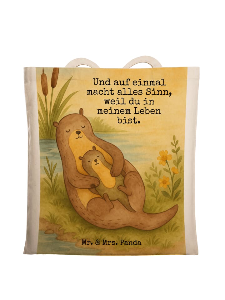 

Mr. & Mrs. Panda Детская сумка с изображением выдры и надписью, белого цвета