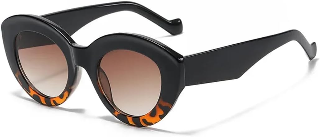 

Модные солнцезащитные очки большого размера «кошачий глаз» для женщин с зелеными полосками, ретро-очки с защитой от УФ-излучения для мужчин, трендовые овальные солнцезащитные очки SZVVBKK, C2 Black Leopard