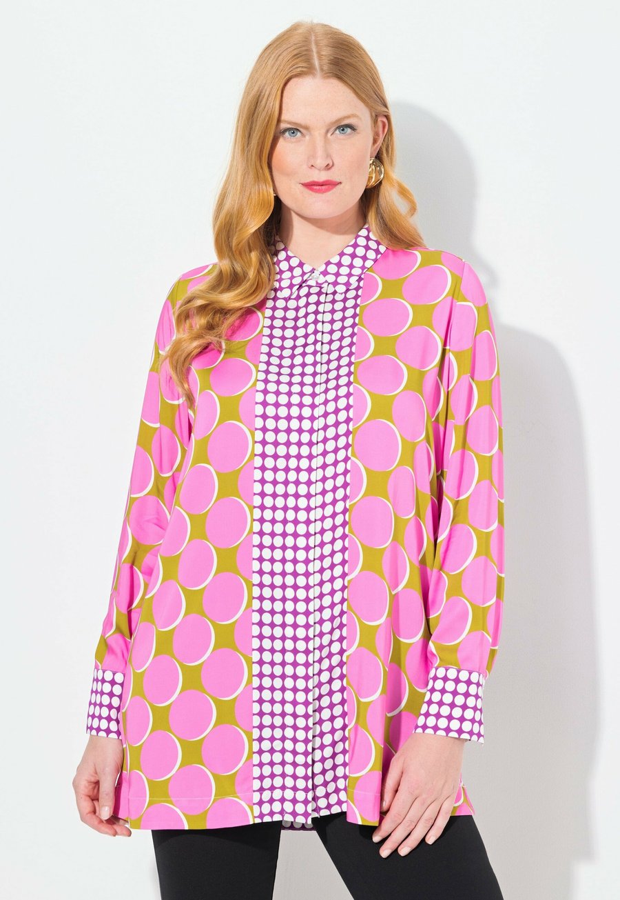 

Блуза Ulla Popken Button-down blouse, Dark Gold/Pink