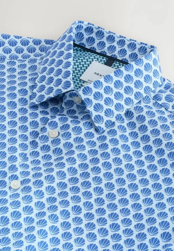Рубашка классического кроя, удобная в уходе, с принтом, стильная Next, Blue Shell Geometric — фото 3