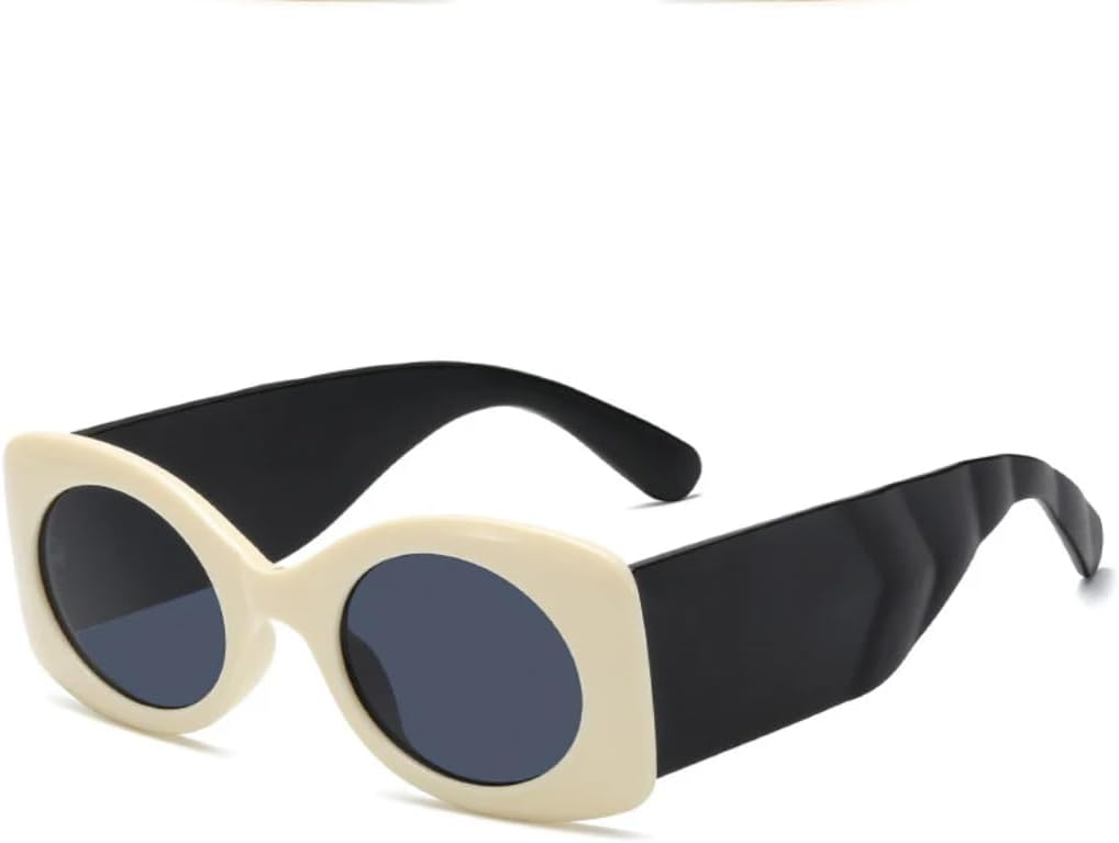 

Панк-модные солнцезащитные очки в овальной оправе с широкими дужками для женщин и мужчин, для активного отдыха, вождения, путешествий, с защитой от УФ-излучения UV400 TVTBBVV, Beige Gray