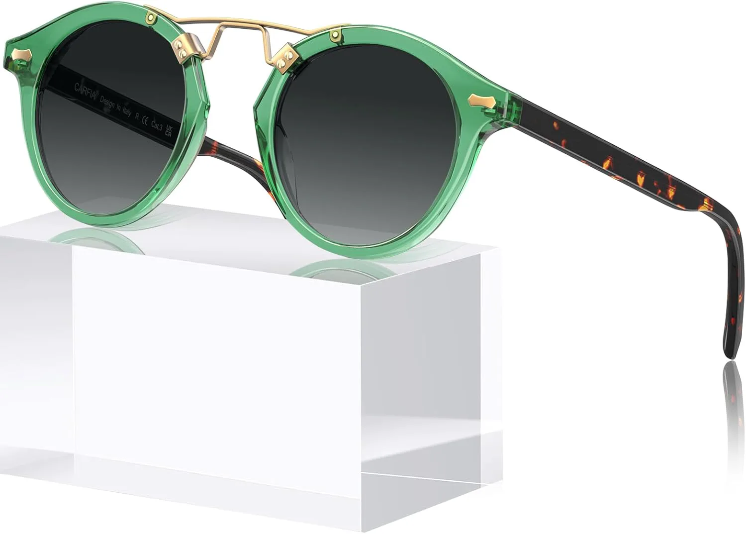 

Солнцезащитные очки CARFIA Small Face Acetate Double Bridge для женщин, поляризованные, с защитой от УФ-излучения, в стиле ретро с металлическими перемычками, круглые