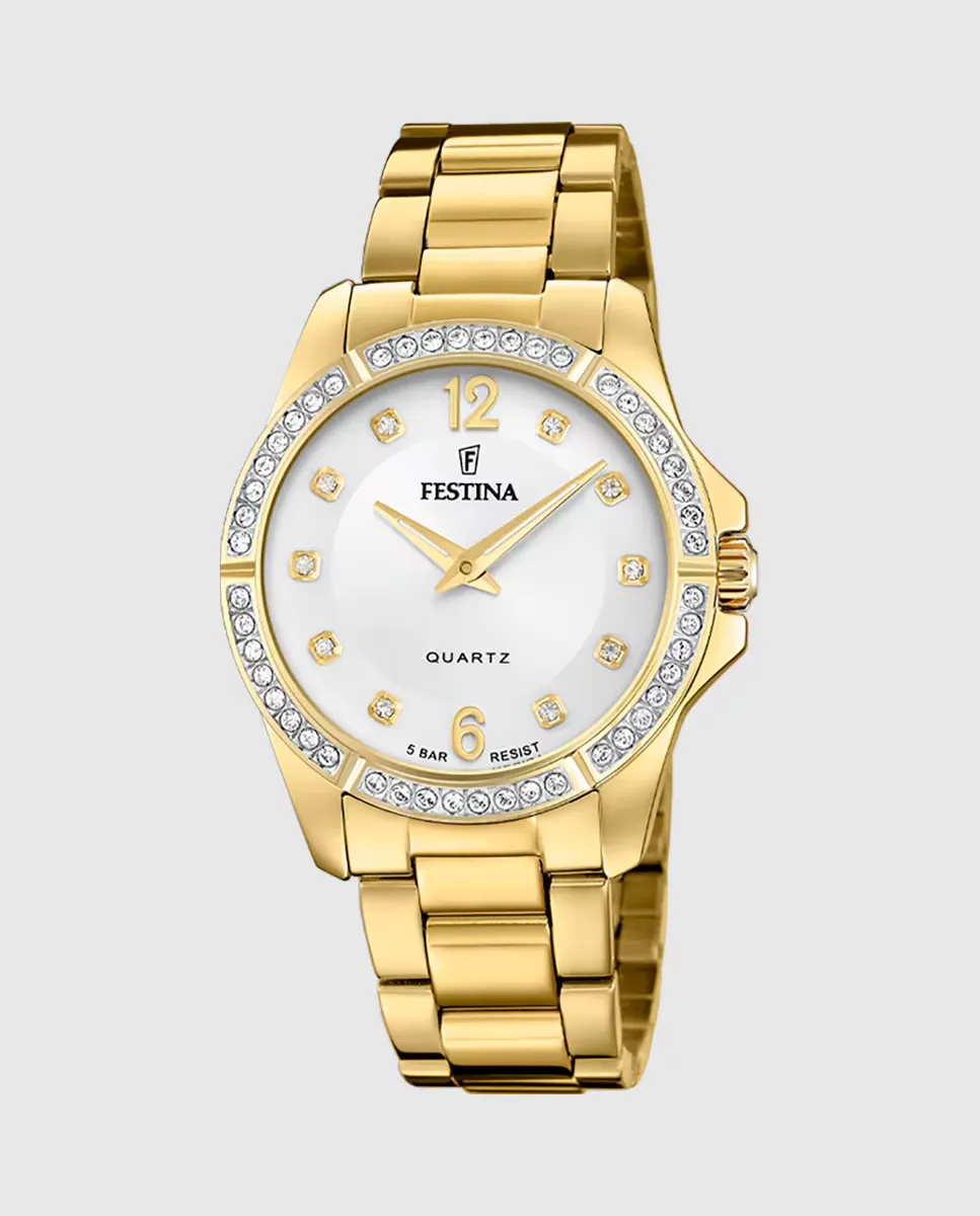 

F20596/1 Женские часы Mademoiselle из золотой стали Festina, золотой