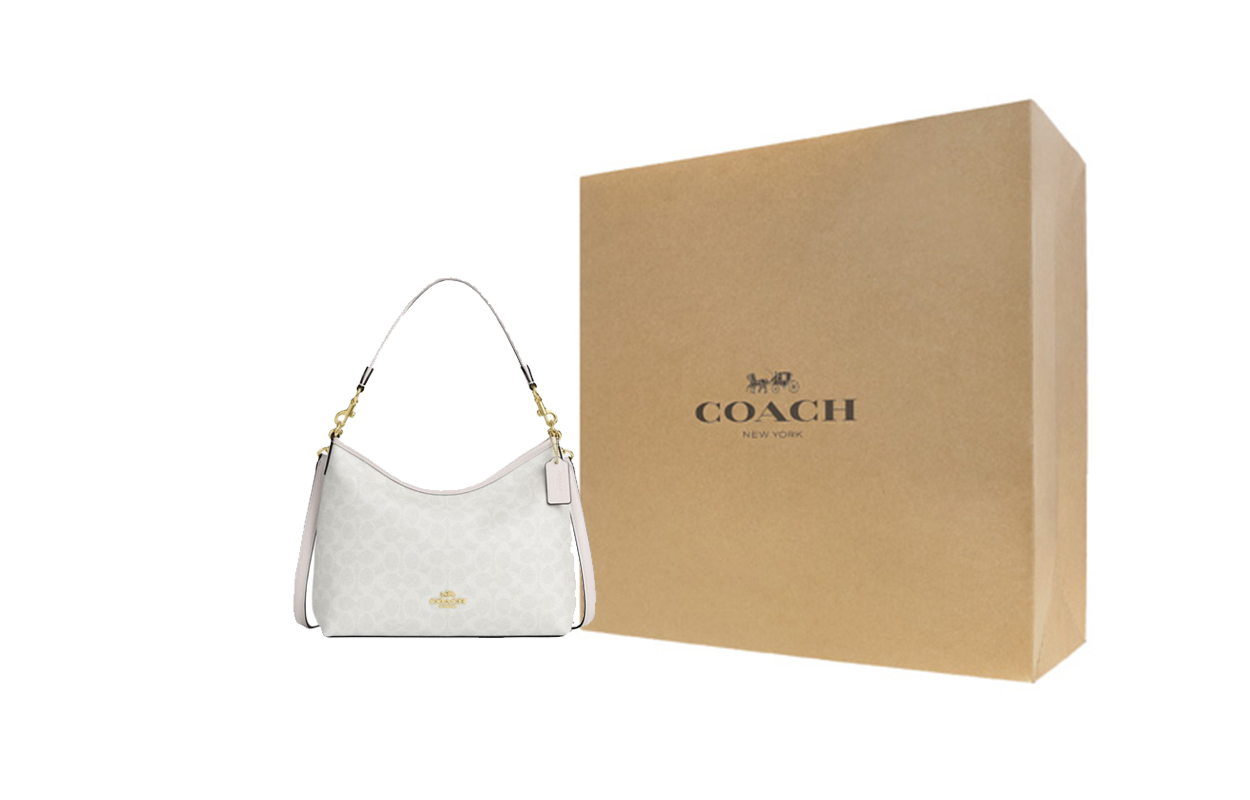 

COACH Сумка через плечо из лакированного холста большая унисекс меловая