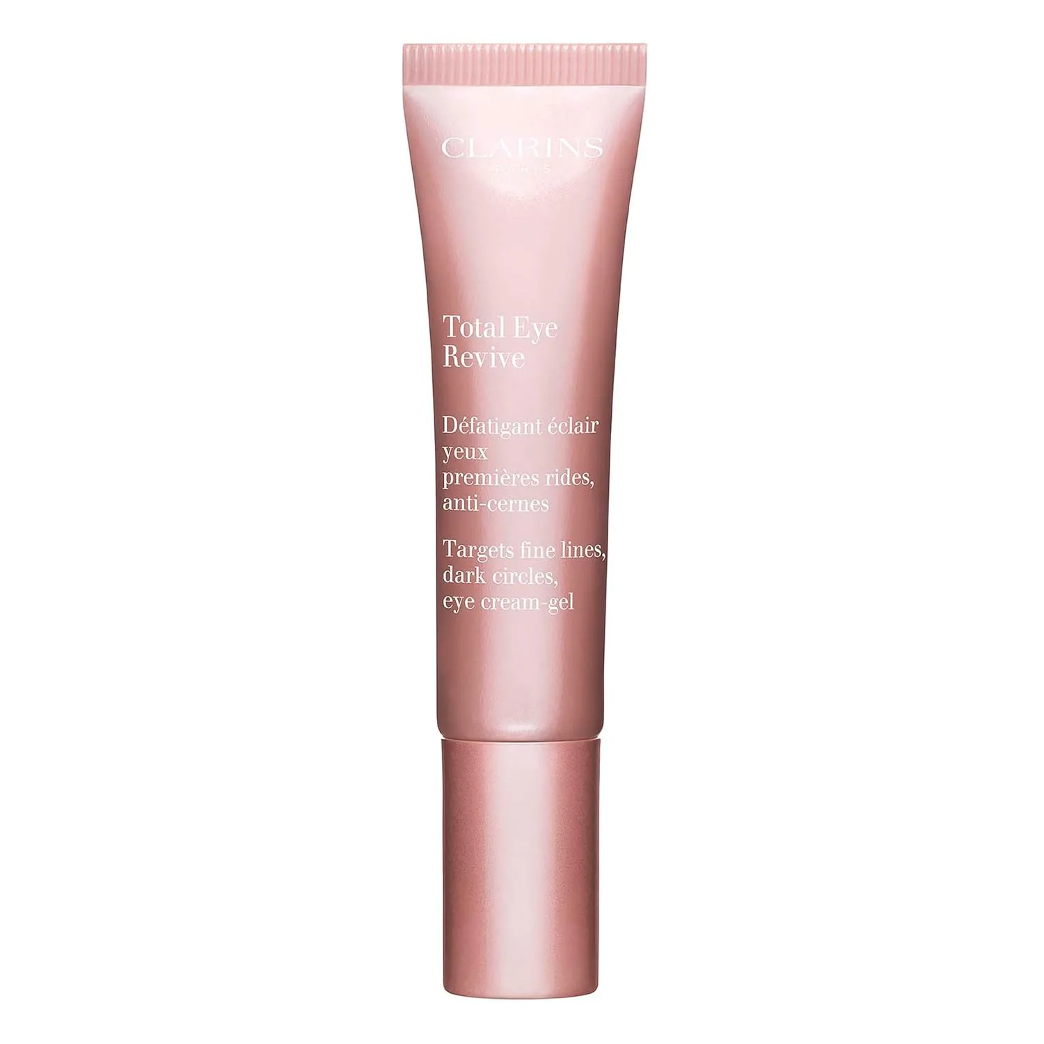 Clarins Total Eye Revive антивозрастной крем-гель для глаз, разглаживает морщинки, борется с темными кругами, отеками и усталостью, осветляет, с охлаждающим металлическим аппликатором, 15 мл
