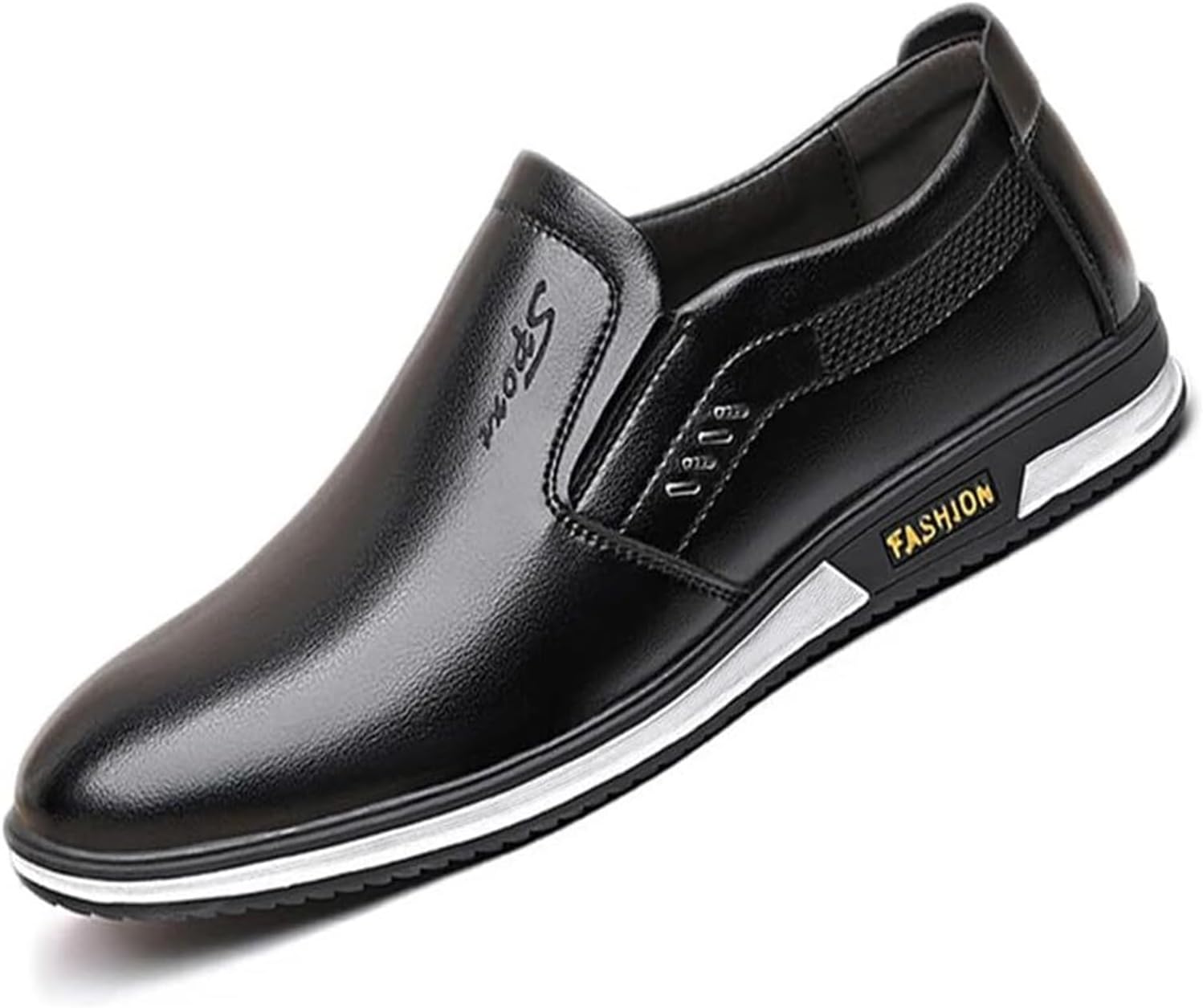 

Мужские кожаные модные лоферы, повседневные слипоны с круглым носком, дышащие деловые туфли и прогулок Nswdma, черный
