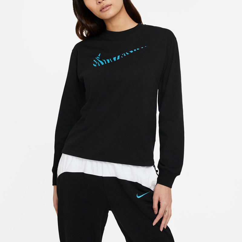 Худи (WMNS) Nike Sportswear Icon Clash Zebra Printing Pattern Sports Round Neck Long Sleeves Black Hoodie — фото 4