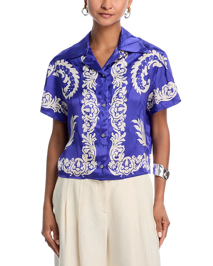

Печатная рубашка с коротким рукавом Etro, синий