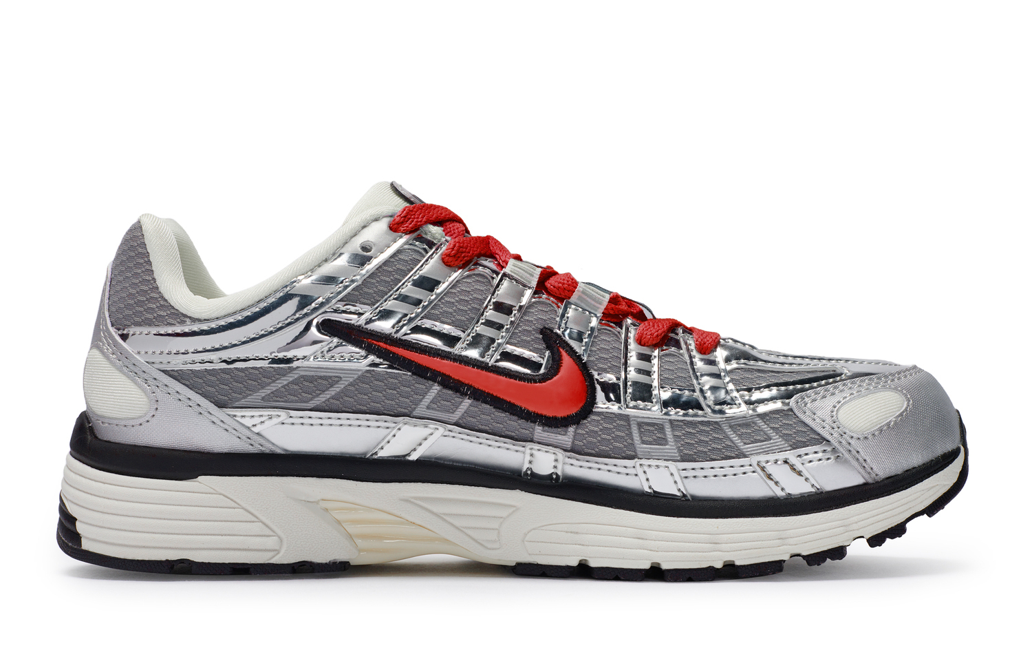 Nike P-6000 противоскользящие и износостойкие дышащие низкие кеды для бега унисекс серебристо-серый красный, цвет Silver Gray Red — фото 4