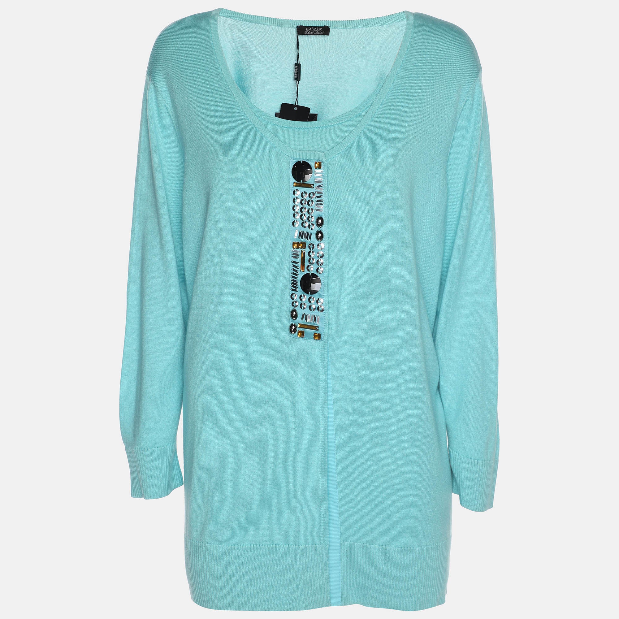 

Накидка Basler бирюзового цвета из эластичного трикотажа с длинными рукавами
