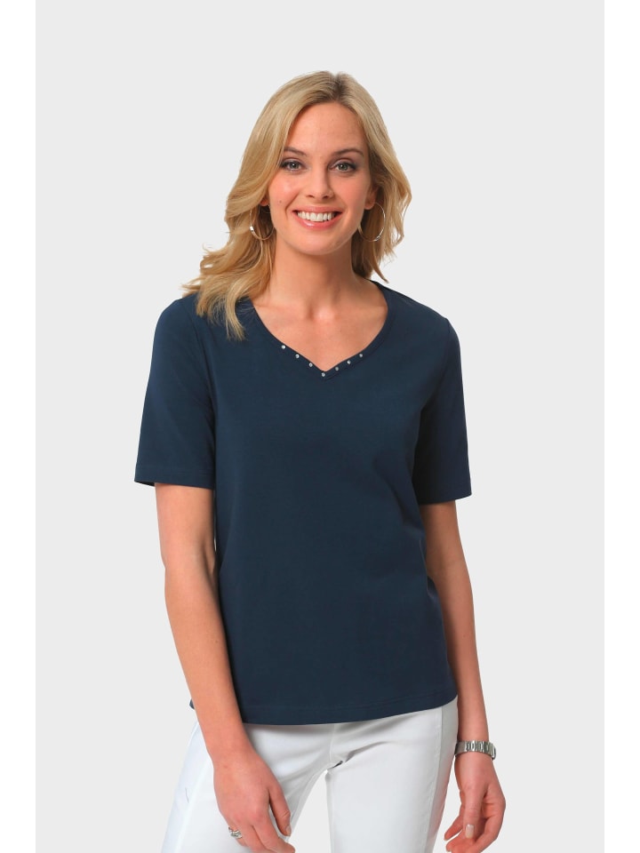 

Базовая футболка с короткими рукавами из хлопка темно-синего цвета. GOLDNER, Синий, Базовая футболка с короткими рукавами из хлопка темно-синего цвета. GOLDNER