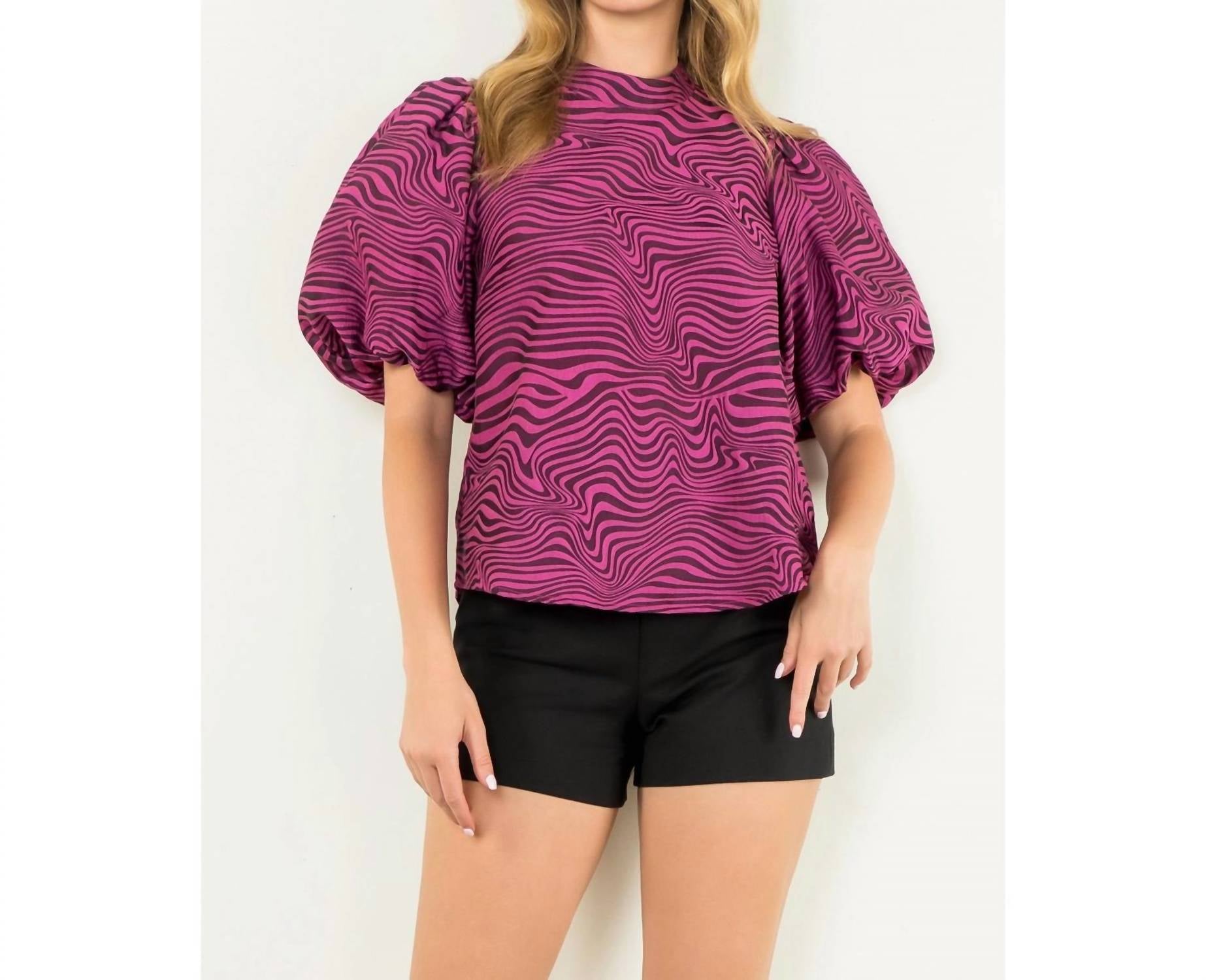 

Топ с пышными рукавами в цвете фуксии THML, Fuschia