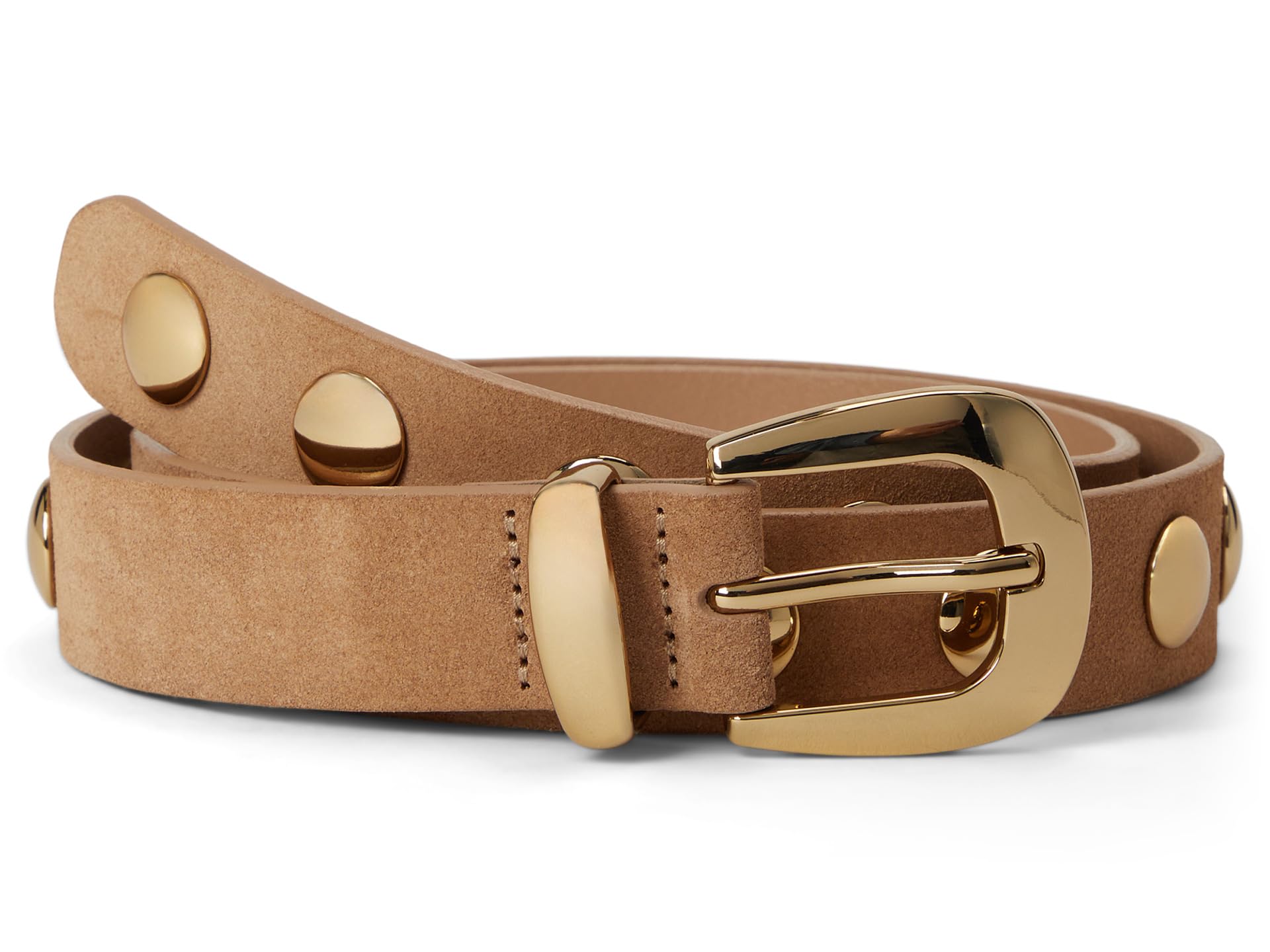 

Ремень Madewell Clean Western Belt : Suede Dome Studs, цвет Cumin