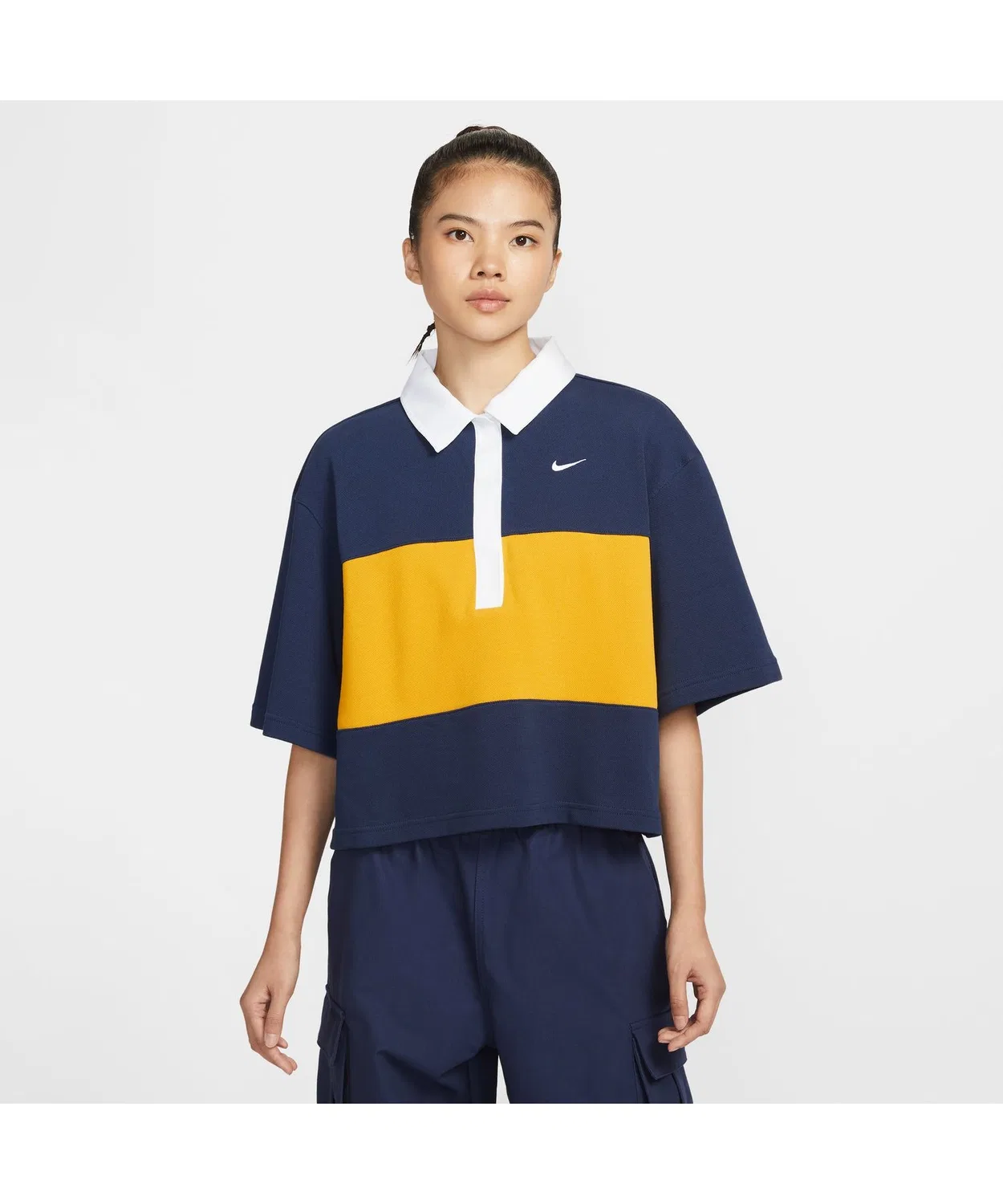 Женское поло Nike Street SS Polo Top, тёмно-синее