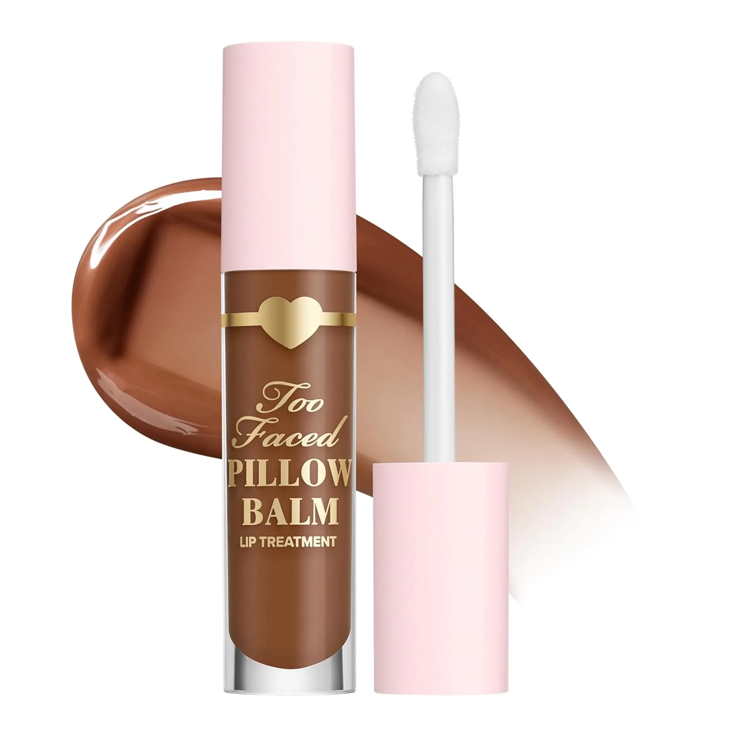 Too Faced Pillow Balm Ультраувлажняющий бальзам для губ | Жидкий бальзам для губ, восполняющий недостаток влаги в губах благодаря гиалуроновой кислоте, 02 Hot Cocoa Kiss (Cool Nude Brown)