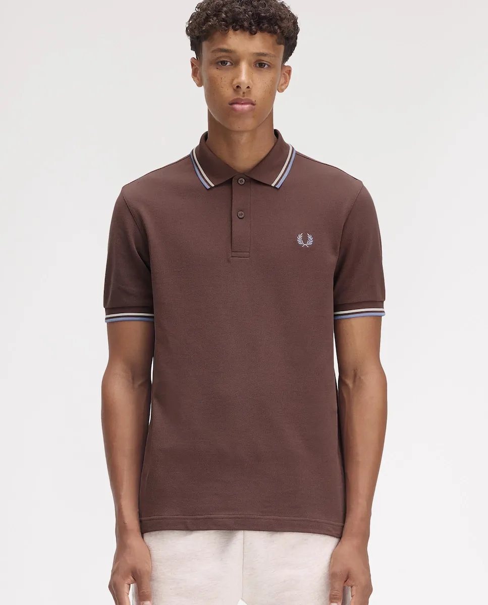 

Мужская поло с коротким рукавом и контрастной отделкой Fred Perry, коричневый