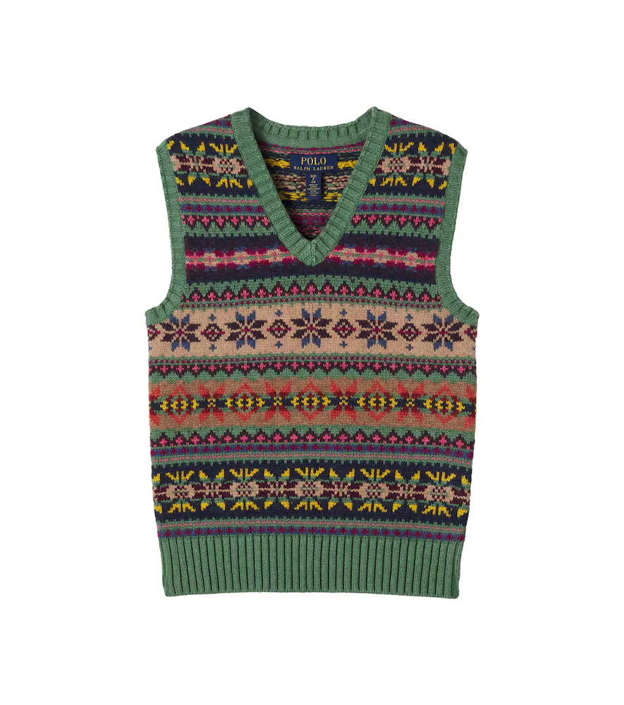 Жилет из смеси хлопка и шерсти в стиле Fair Isle Polo Ralph Lauren Kids, мультиколор