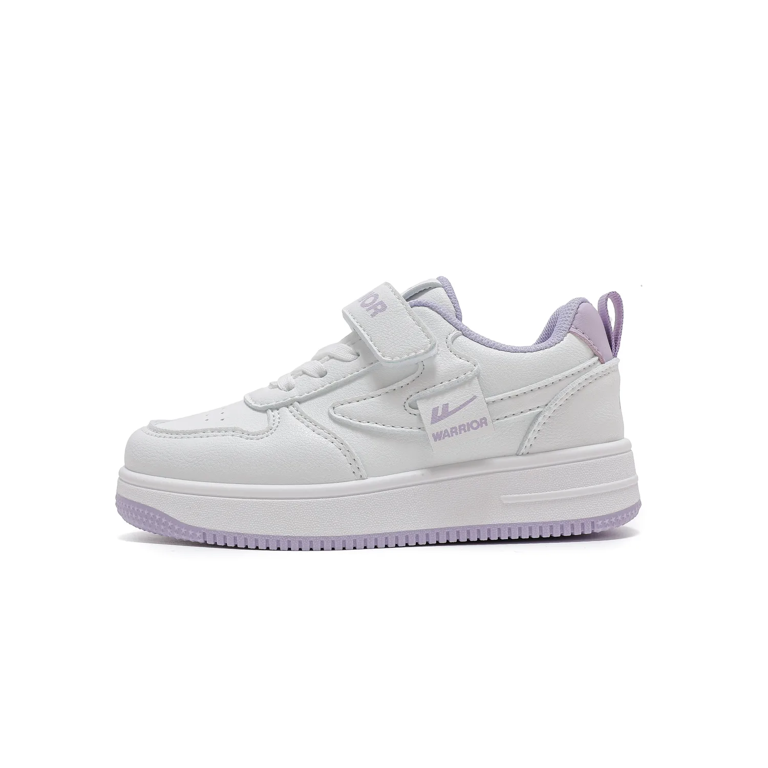 Детские скейтерские кроссовки low top с амортизацией, дышащие, легкие и устойчивые к истиранию WARRIOR, белый/фиолетовый