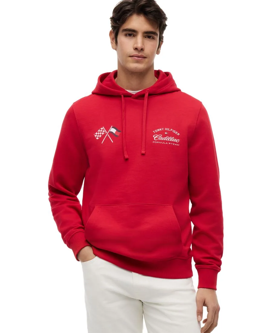 Мужская толстовка с графическим принтом Cadillac F1 в стиле университетской формы Tommy Hilfiger, красный