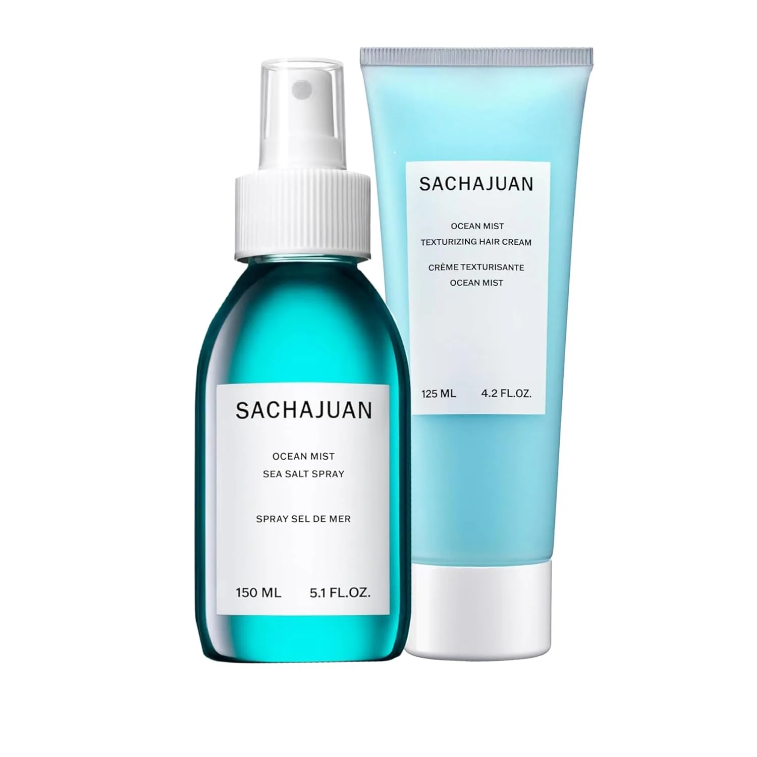 Набор для текстуры SACHAJUAN | Спрей Ocean Mist Sea Salt и крем для волос | Объем и фиксация для пляжных волн | Матовое покрытие и движение | Веганский, без парабенов | Набор из 2 штук