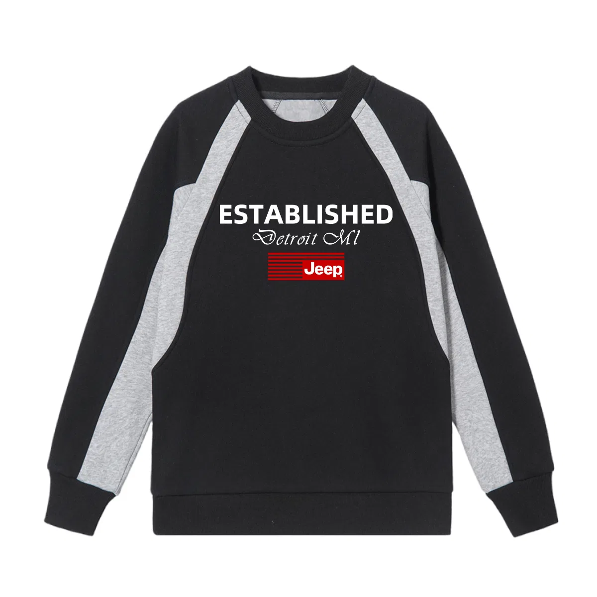 Свитшот детский с круглым вырезом утепленный Grade School Jeep, Black Gray