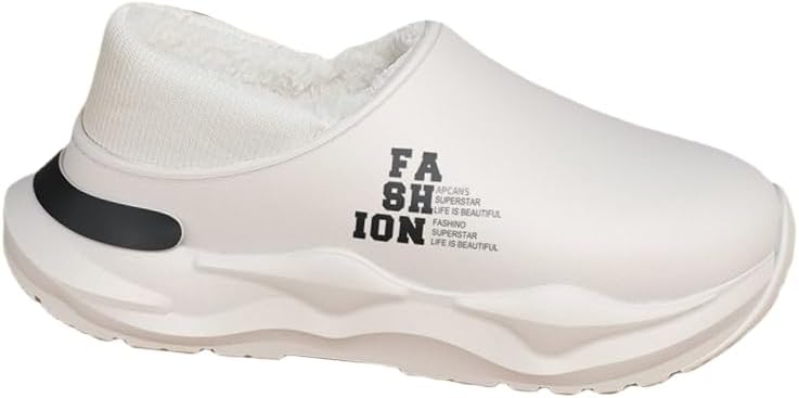 

Мужские тапочки HoaloX с толстой подошвой - теплые хлопковые туфли с круглым носком - подошва из EVA - удобные и мягкие - подходят для ежедневного ношения и работы, белый