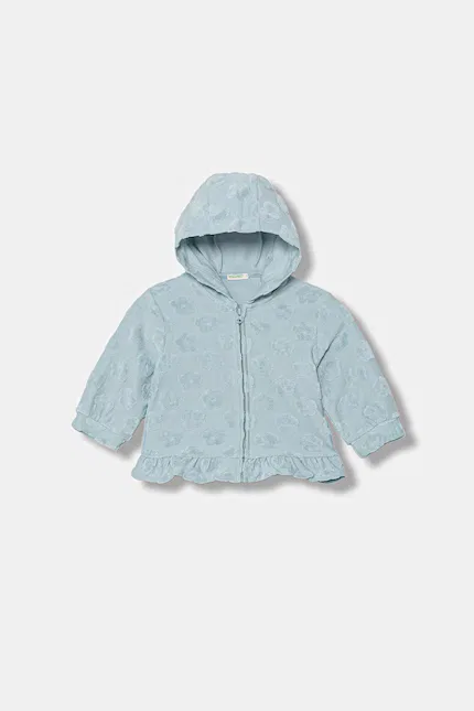 Детская блуза на молнии с капюшоном цветочный принт United Colors of Benetton, синий