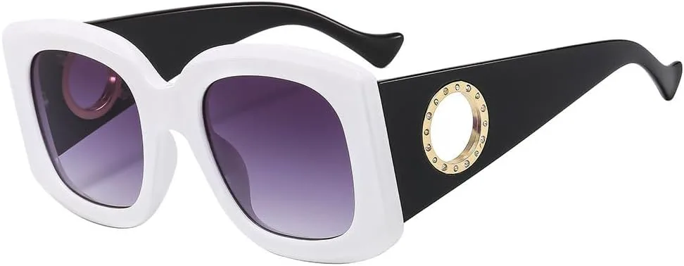 

Большие солнцезащитные очки для женщин в винтажном стиле, мужские солнцезащитные очки, защита от УФ-излучения UV400, роскошные женские очки TKKTLLT, White