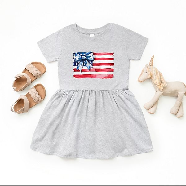 Платье для малышей в стиле кокет с флагом США The Juniper Shop, Heather Grey — фото 3