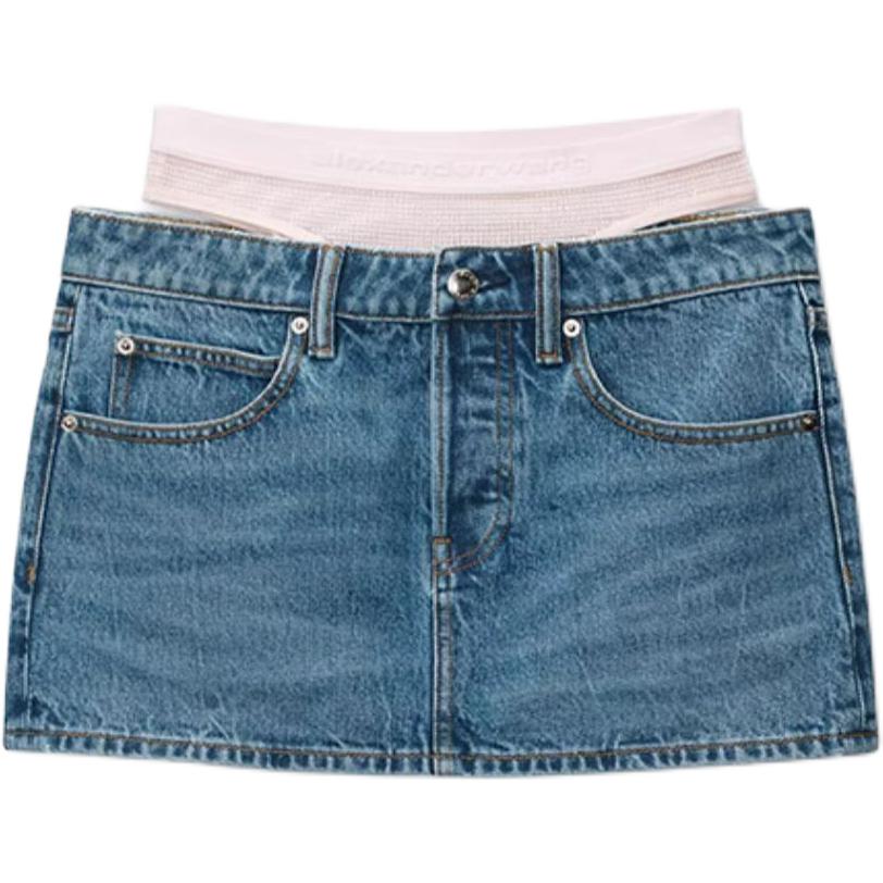 

Престиль Хотфикс Многослойная Мини-юбка Alexander Wang, Винтаж Индиго