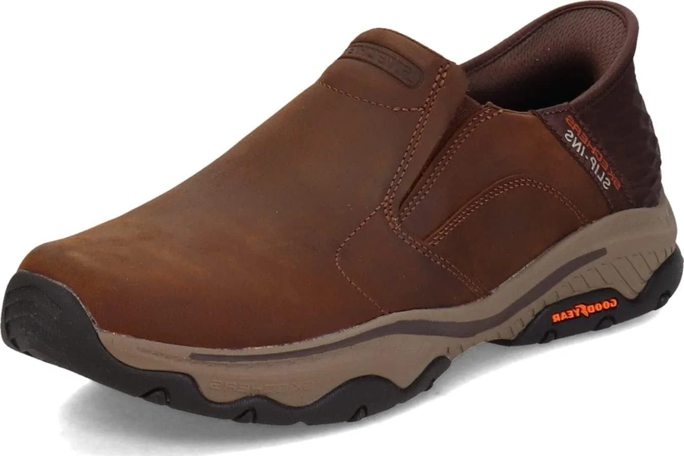 Мужские кожаные слипоны Skechers Craster Lanigan Twin Gore с закругленным носком, темно-коричневый