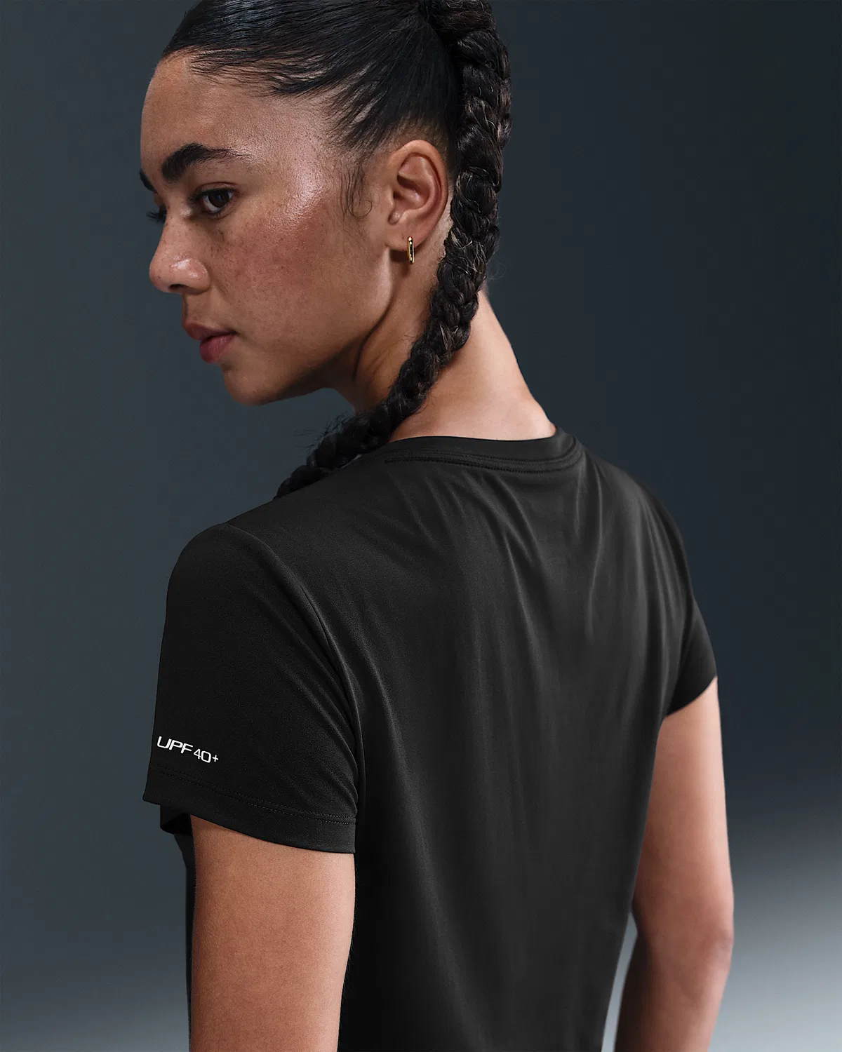 Женский топ с коротким рукавом Nike Swim Swoosh Hydroguard, Black — фото 2
